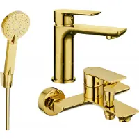 Mexen Alfa R40 Set de mitigeurs de lavabo et de baignoire avec accessoires, or (745703R40-50)