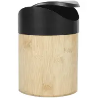 HowHomely | Panier en bambou avec couvercle - 1 l - Noir