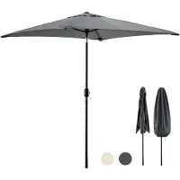 Tristar Parasol à mât - Carré - 200 x 200 cm - Balcon et jardin - Inclinable - Housse de protection incluse - PA-7901 - Gris foncé