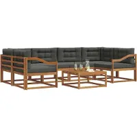 vidaXL Ensemble de canapés d'extérieur avec coussins 7 pièces Nature et Anthracite