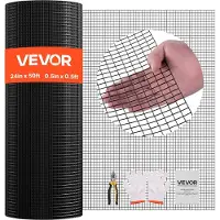 Vevor Grillage Métallique Noir Maille 1,27 cm Rouleau Grillage à Poule Clôture Soudé Fil en Fer Galvanisé Revêtement Vinyle PVC 61 cm x 15,2 m Calibre 19 pour Jardin Enclos Poulaillers Cage Animaux
