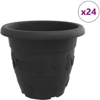 vidaXL Pot À Fleurs Rond 24 Pcs Noir Ø 26 X 21,5 Cm Plastique