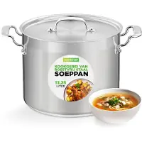 Nutrichef Casserole en acier inoxydable , 13,2 litres, compatible induction – Marmite avec couvercle, qualité professionnelle