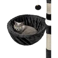 Lionto , lot de 2 niches pour arbres à chat, surface de repos avec cadre métallique robuste et revêtement en tissu, 40 cm de diamètre, 25 cm de profondeur, noir