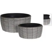 Koopman Pots de jardin polyirattan gris 2 pcs