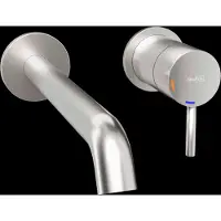 Blaufoss Round 2.0 EcoStart robinet de lavabo encastré Brushed CoolMetal incl élément intégré