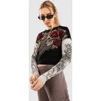 Affliction T-shirt manches longues de - Forgotten 2Fer - M - XL - pour Femme - noir - Taille L