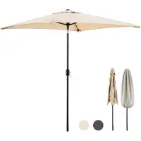 Tristar Parasol à mât - Carré - 200 x 200 cm - Balcon et jardin - Inclinable - Housse de protection incluse - PA-7902 - Beige