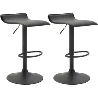 CLP - Ensemble de 2 tabourets de bar Dyn V2, revêtus de similicuir, réglables en hauteur et pivotants | Couleur : noir. Structure : noire