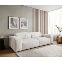 DELIFE Grand Canapé Sirpio 230x95 cm Bouclee Crème-blanc avec Tabouret