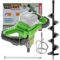 Procraft Tarière à batterie pour sol avec rallonge de malaxage (mélangeur) PMA20