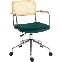 HOMCOM Chaise de bureau à l'aspect rotin, avec fonction bascule, pour le télétravail