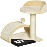 PawHut Krabpaal met beige pluche 36 cm x 36 cm x 44 cm