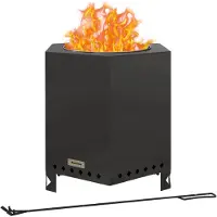 Outsunny : Brasero sans fumée, table de feu, foyer pour l'extérieur, avec crochet de protection, idéal pour le jardin