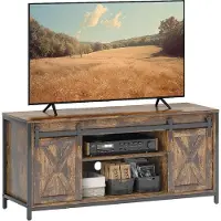 HOMCOM Meuble TV , meuble TV pour téléviseurs jusqu'à 60 pouces, meuble bas marron