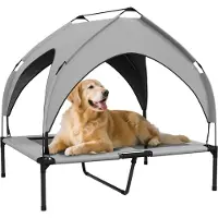 PawHut : panier surélevé pour chien avec baldaquin, panier d'extérieur pour chien avec toit