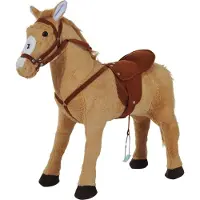 HOMCOM Cheval à bascule 330-043, cheval jouet d'équitation, cheval en peluche, avec son, 85 x 28 x 60 cm