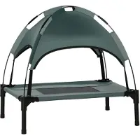 PawHut Lit pour animaux avec baldaquin lit pour chien surélevé lit pour chien tissu taffetas respirant D04-057