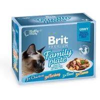 Brit Premium by Nature Cat Delicate Fillets in Gravy Family Plate, nourriture humide en sauce pour chats adultes, 24 x 85 g