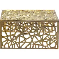 Wohnling Table basse en aluminium doré, 60 cm, table de salon carrée en métal, table de salon en aluminium, table à motifs, table de salon, table d'appoint, fabriquée à la main