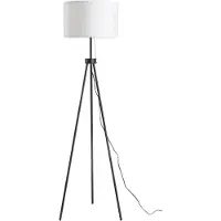 HOMCOM Lampadaire Lampadaire E27, acier+polyester, 37x37x152cm (noir+blanc)