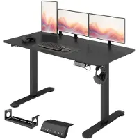 Vinsetto Bureau à hauteur réglable, 140 x 70 cm, bureau d'ordinateur, noir