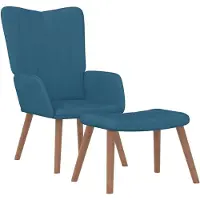 vidaXL Fauteuil relax avec pouf Bleu velours