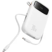Baseus Batterie externe P10055008213-00, 10 000 mAh, 30 W, câble inclus, blanc