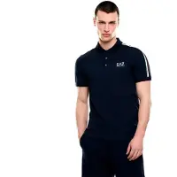 EA7 pour homme. 7M001862_AF12503 Polo en punto de algodón Italian Spirit marine (XXS), Noir, Casuel, Coton, Manche courte