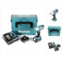 Makita DTW 190 RMJ 18V Li-Ion Boulonneuse à chocs sans fil + Boîtier Makpac + 2x Batteries BL 1840 4,0 Ah avec pointeur-LED + Chargeur rapide DC 18 RC