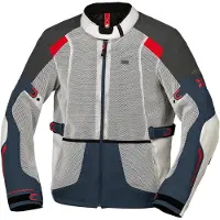 IXS Tourster-BigAir 1.0, veste en textile ,Gris Clair/Bleu Foncé/Rouge ,L