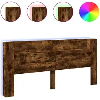 vidaXL Tête de lit LED avec étagère chêne fumé 220x16,5x103,5 cm