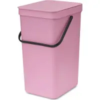 Brabantia Sort & Go, 16 litres, Rectangulaire, Plastique recyclé, Rose, Manuel, Belgique