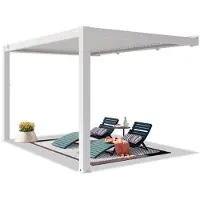 PRIMEYARD Pergola adossée 3x4 m poteaux en aluminium blancs avec lames orientables en aluminium