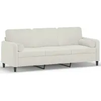 vidaXL Canapé 3 places avec coussins décoratifs Crème 180 cm Velours