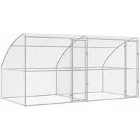 vidaXL Cage pour chien, 2 pièces, argent, 4 x 2 x 2 m, acier galvanisé
