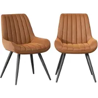 Hawthyhome Chaises de salle à manger, lot de 2 chaises rembourrées confortables Chaises de cuisine avec dossier Pieds en métal Marron