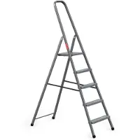 Baulich | Échelle en acier - 5 marches - Gris - Hauteur de travail 3 m - Poids 6,1 kg