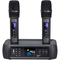 INF Ensemble de microphones sans fil avec technologie anti-larsen DSP Black
