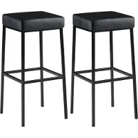 CLP Lot de 2 tabourets de bar « Montréal » : assises et repose-pieds rembourrés en similicuir noir, structure noire