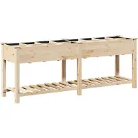 vidaXL Jardinier avec grilles de 203 x 53 x 76 cm en bois massif de sapin