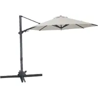 Axi Solis Parasol Déporté Rond Ø 300 Cm, Aanthracite/Beige | Pour Le Jardin / Terrasse Avec Armature Thermolaquée | Pied En Croix Et Housse De