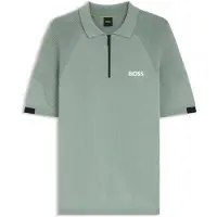 BOSS Polo en maille avec encolure zippée et conception zonée