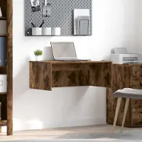 vidaXL Table murale en bois imitation chêne fumé, 80 x 45 x 30 cm