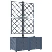 vidaXL Bac à fleurs avec Treillis 2 pcs Gris 80 x 40 x 143 cm PP