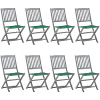 vidaXL Klappbare Gartenstühle 8 Stk. mit Kissen Massivholz Akazie