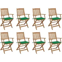 vidaXL Klappbare Gartenstühle mit Kissen 8 Stk. Massivholz Akazie