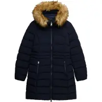 Superdry pour femme. W5012185A Veste Mi-longue Fuji avec Fourrure Synthétique et Capuche marine (S), Casuel, Polyester