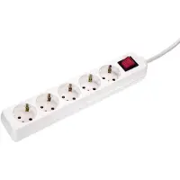 As Schwabe As-Schwabe 35011 Bloc Multiprise 5Prises Type F Avec Interrupteur Et Sécurité Enfant Pour Intérieur Et Câble H05Vv-F 3G1,5 Ip20 1,4M Blanc
