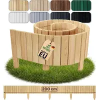 Pemicont Floranica Bordure de Jardin en bois 20 x 200 cm Brun clair Bordurette de Pelouse Palissade de Gazon Flexible Rollborder